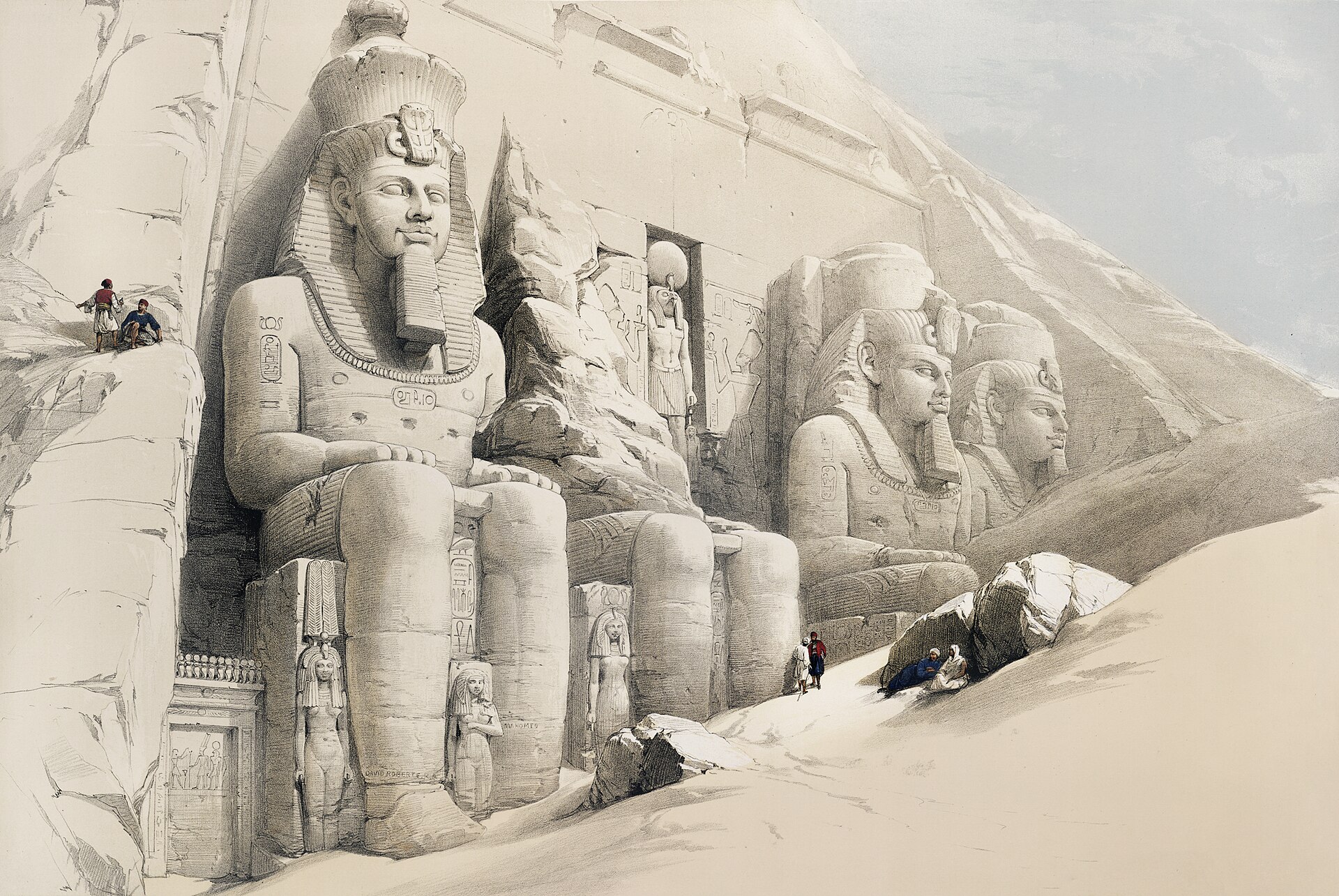 The Great Temple of Aboo Simble Nubia illustration by David Roberts (1796-1864).