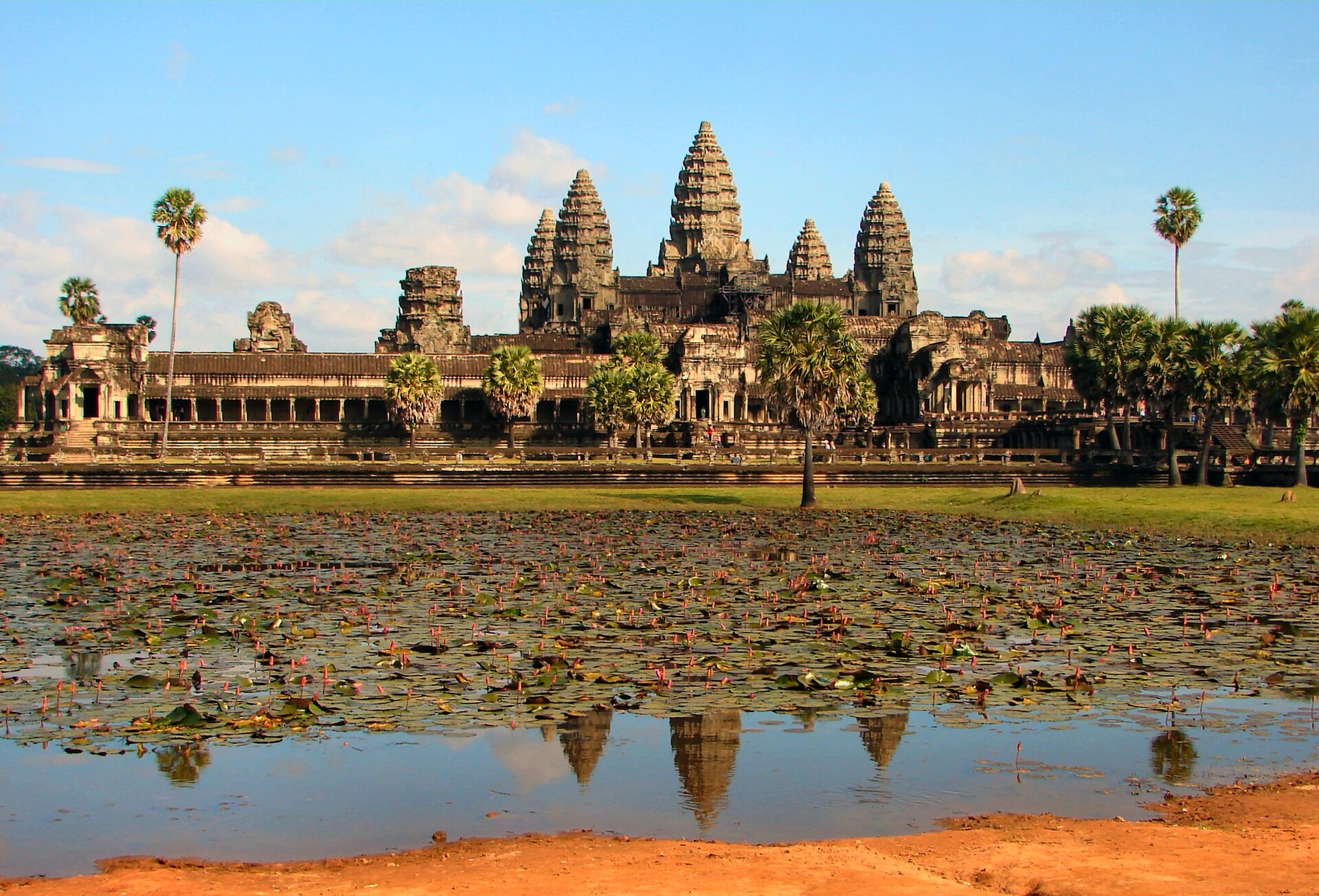 Angkor Wat, the front side of the main complex, photographed in the late afternoon