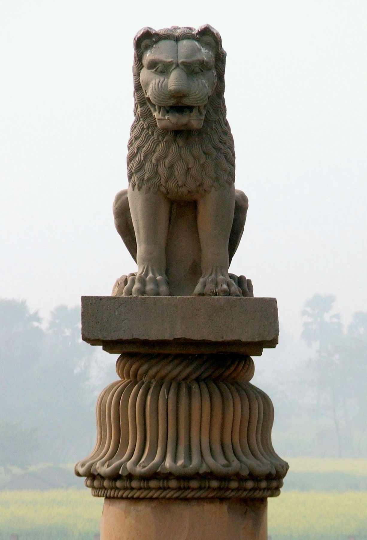 Asokan pillar at Vaishali, Bihar, India. Build by Emperor Asoka in about 250 BC, and still standing.