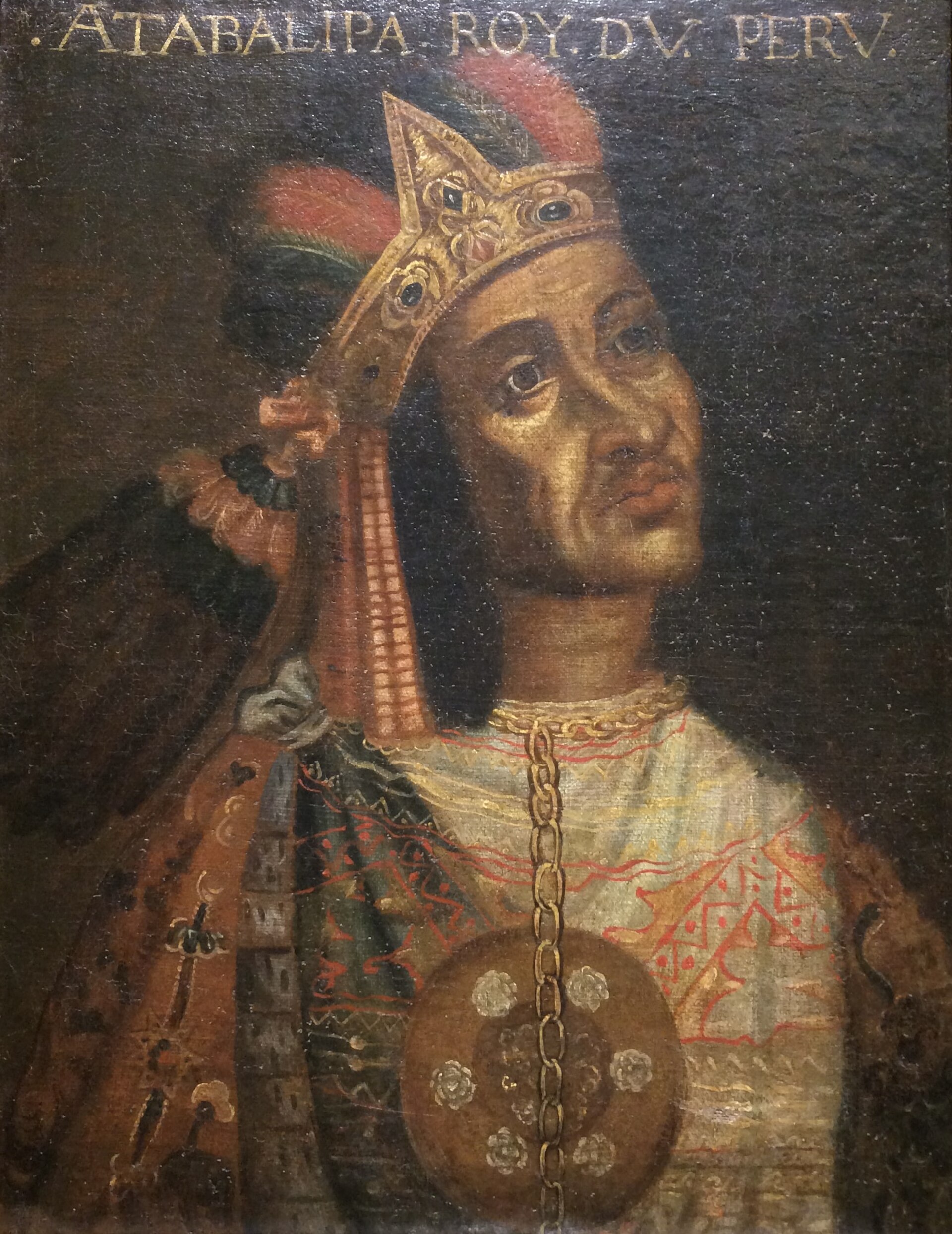 Atabalipa Roy Du Peru (s. XVII), óleo sobre lienzo. Anónimo. MuNa, Quito.