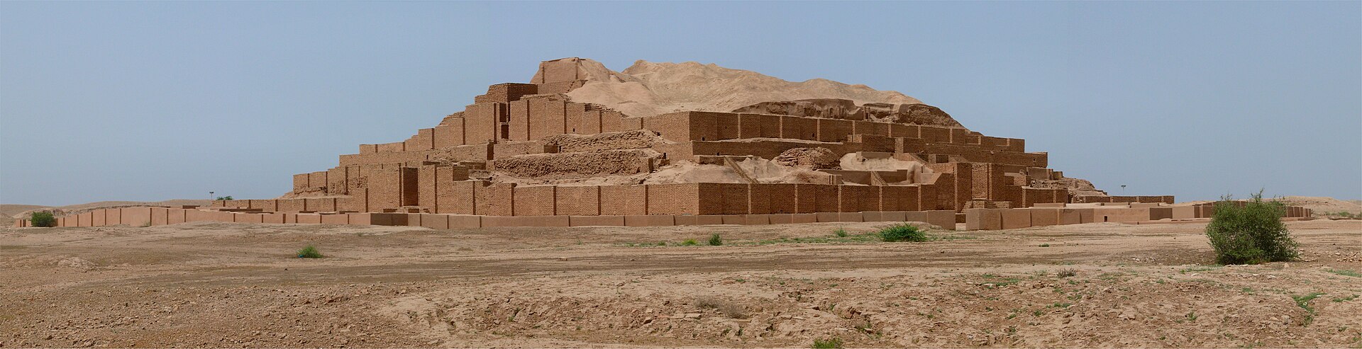 Panoramic view of Dur Untash Napirisha, the elamite ziggurat of Tchogha zanbil, Khuzestan province, Iran. Image made with the combination of 4 pictures.
