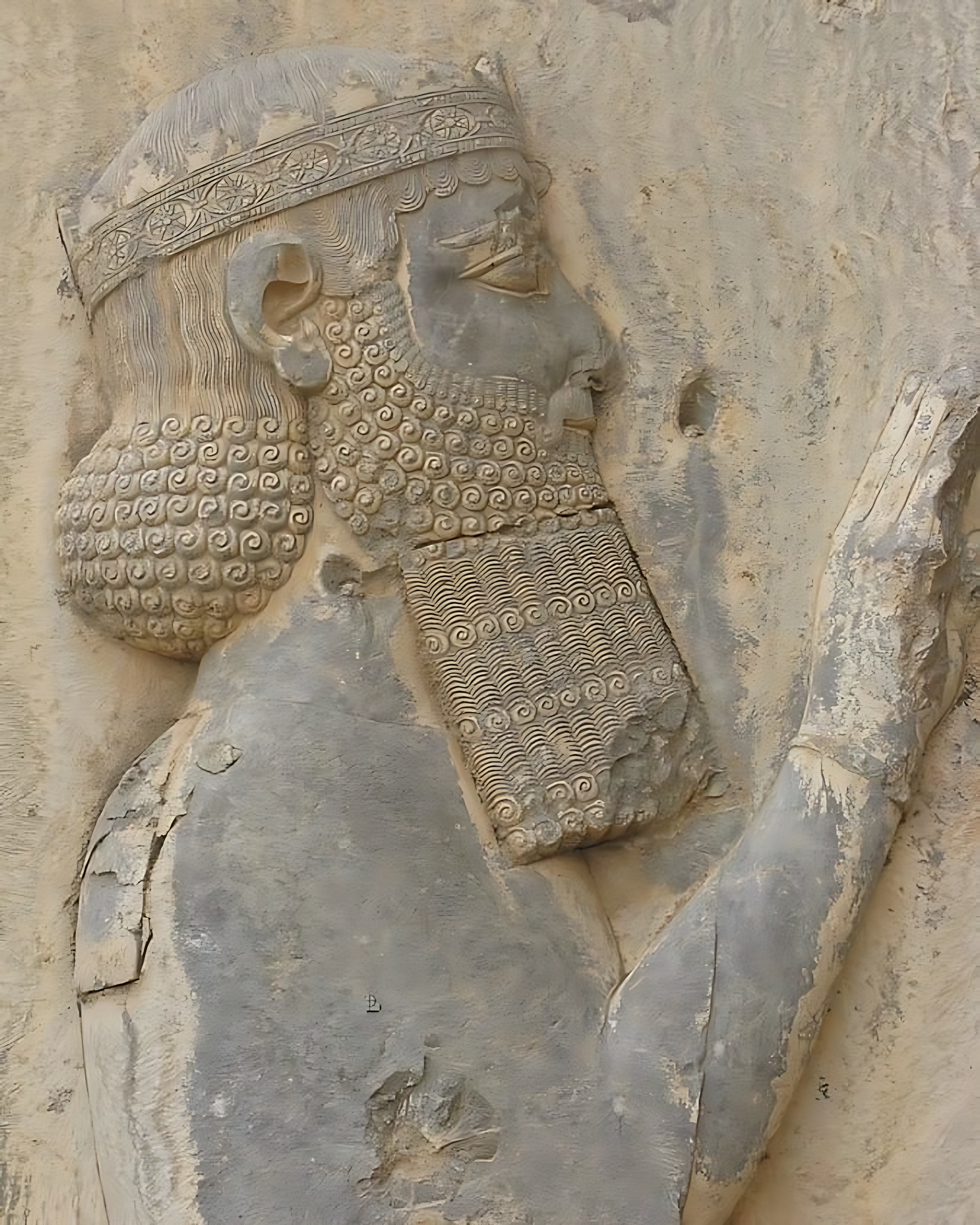The face of Darius I on Mount Bistun in Iran