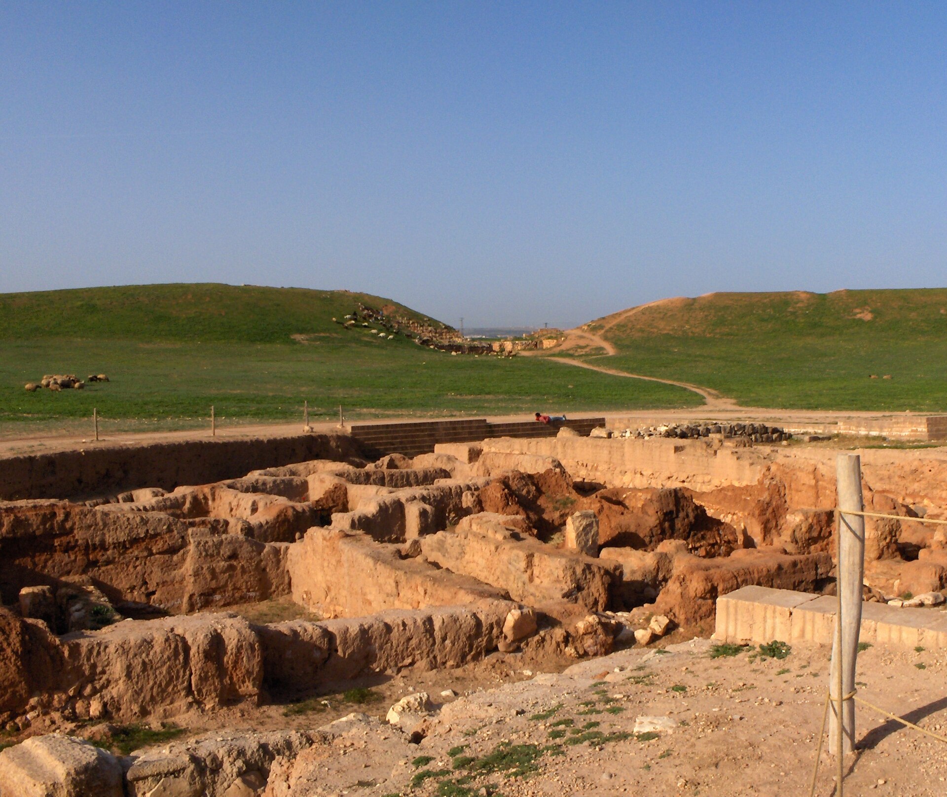 Ruins of the southern district, with the door of Damascus in the background and the defensive belt in Ebla.