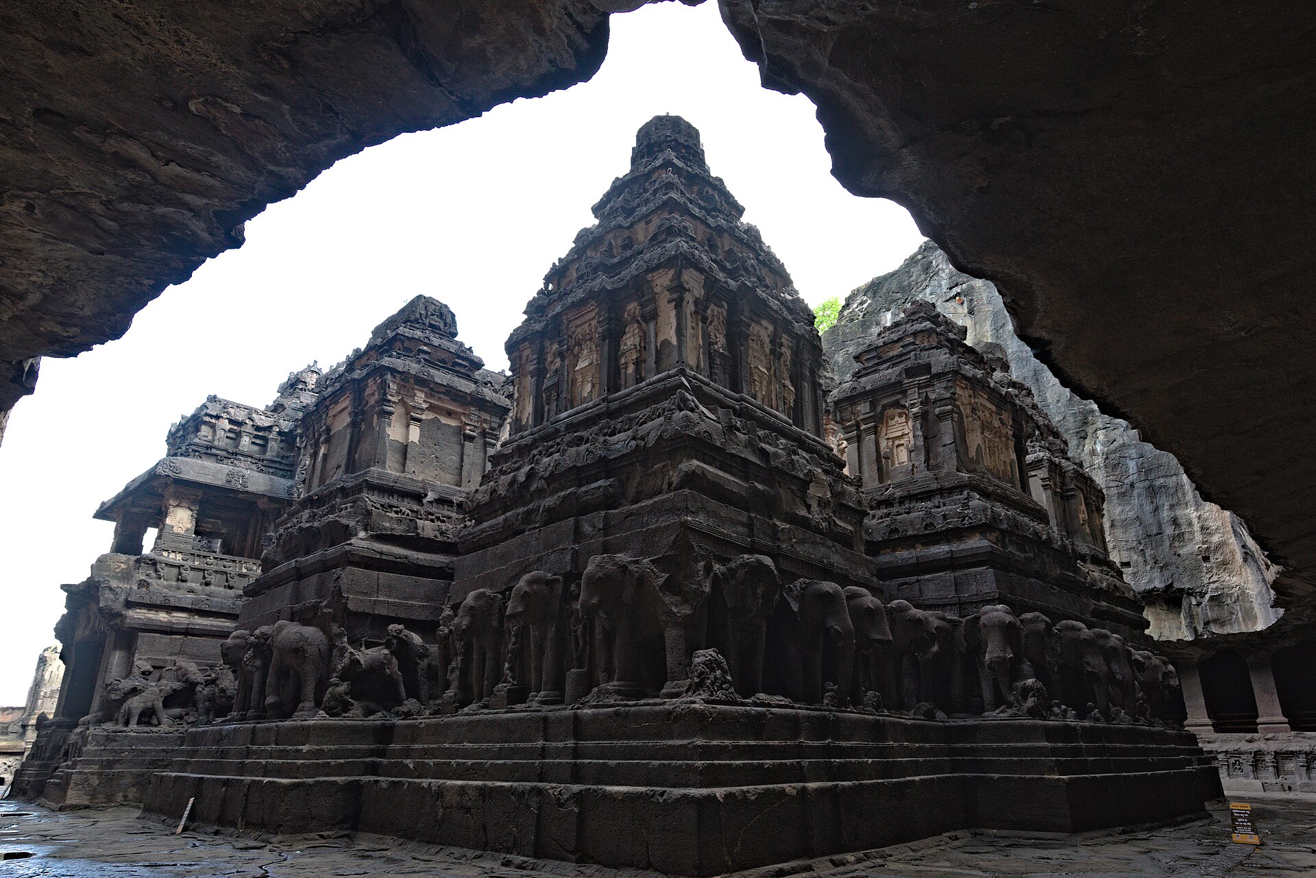 Cave No. 16, also known as the Kailasa Temple, is one of the most impressive rock-cut caves in the Ellora Caves complex. Dedicated to Lord Shiva, it features a large, intricately carved monolithic structure resembling a