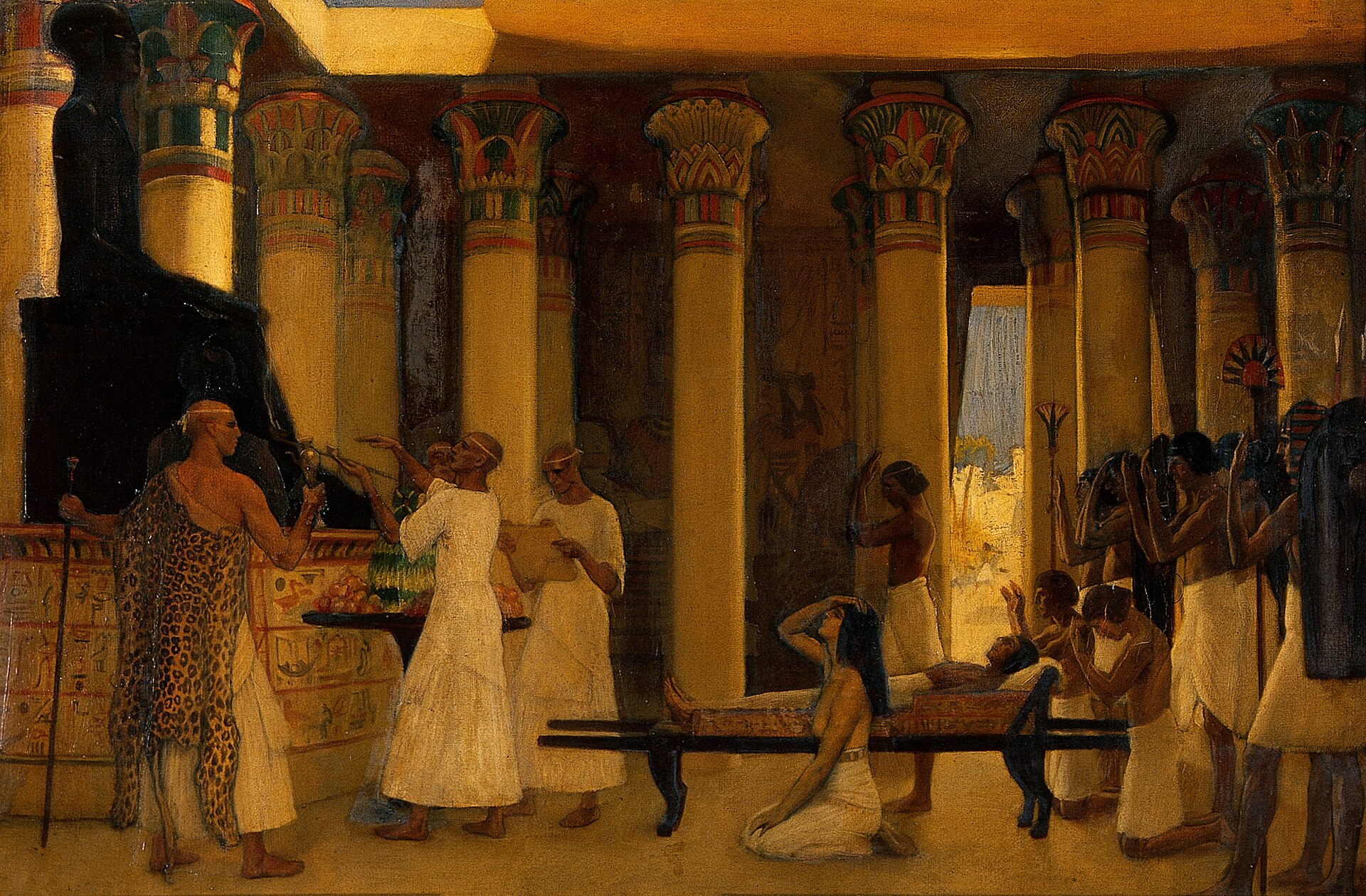 An invocation to I-em-hetep, the Egyptian deity of medicine. Oil painting by Ernest Board. Iconographic Collections Keywords: i-em-hetep; Ernest Board; egyptian medicine; GOD; ernest board; SACRED SUBJECTS; deity