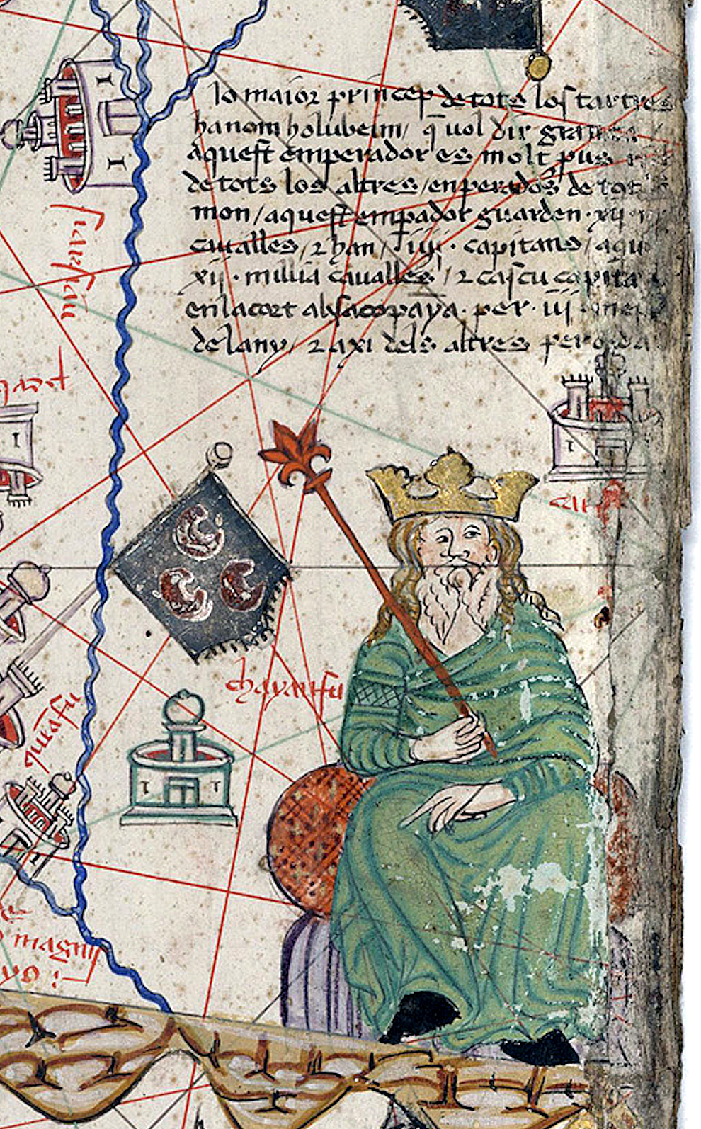 Kublai Khan in the Catalan Atlas (1375)
