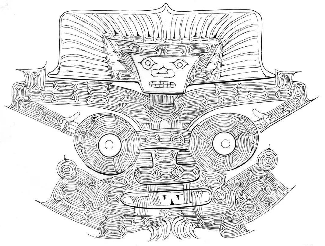 The llustration of the image of the God of Liangzhu people, carved on the Royal Jade Cong.