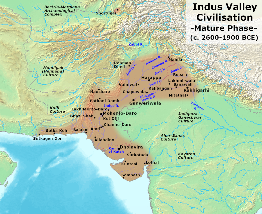Sources: McIntosh, Jane (2008). The Ancient Indus Valley: New Perspectives. ISBN 978-1-57607-907-2. Background from http://www2.demis.nl/mapserver/mapper.asp