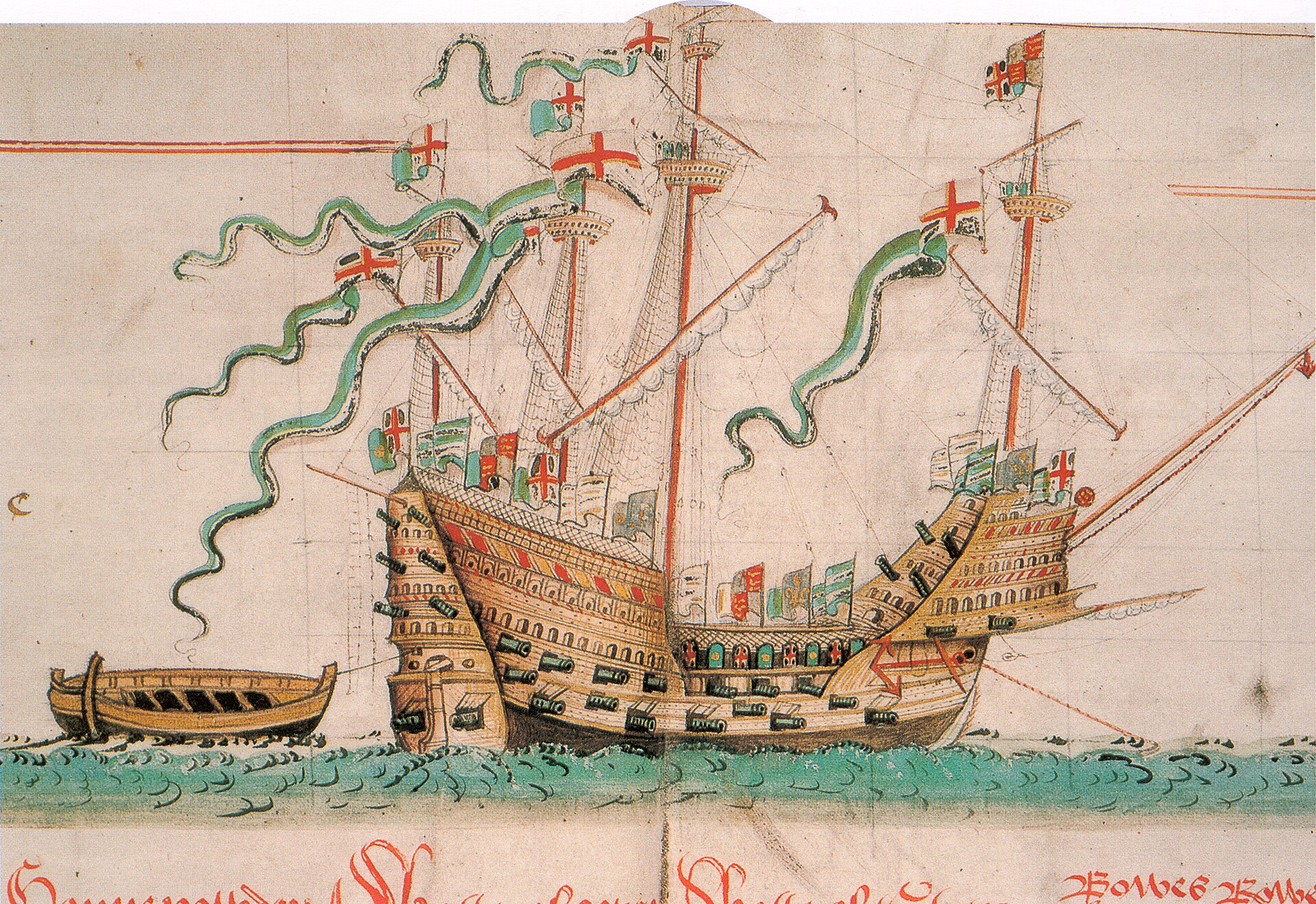 Illustration of the carrack Mary Rose.