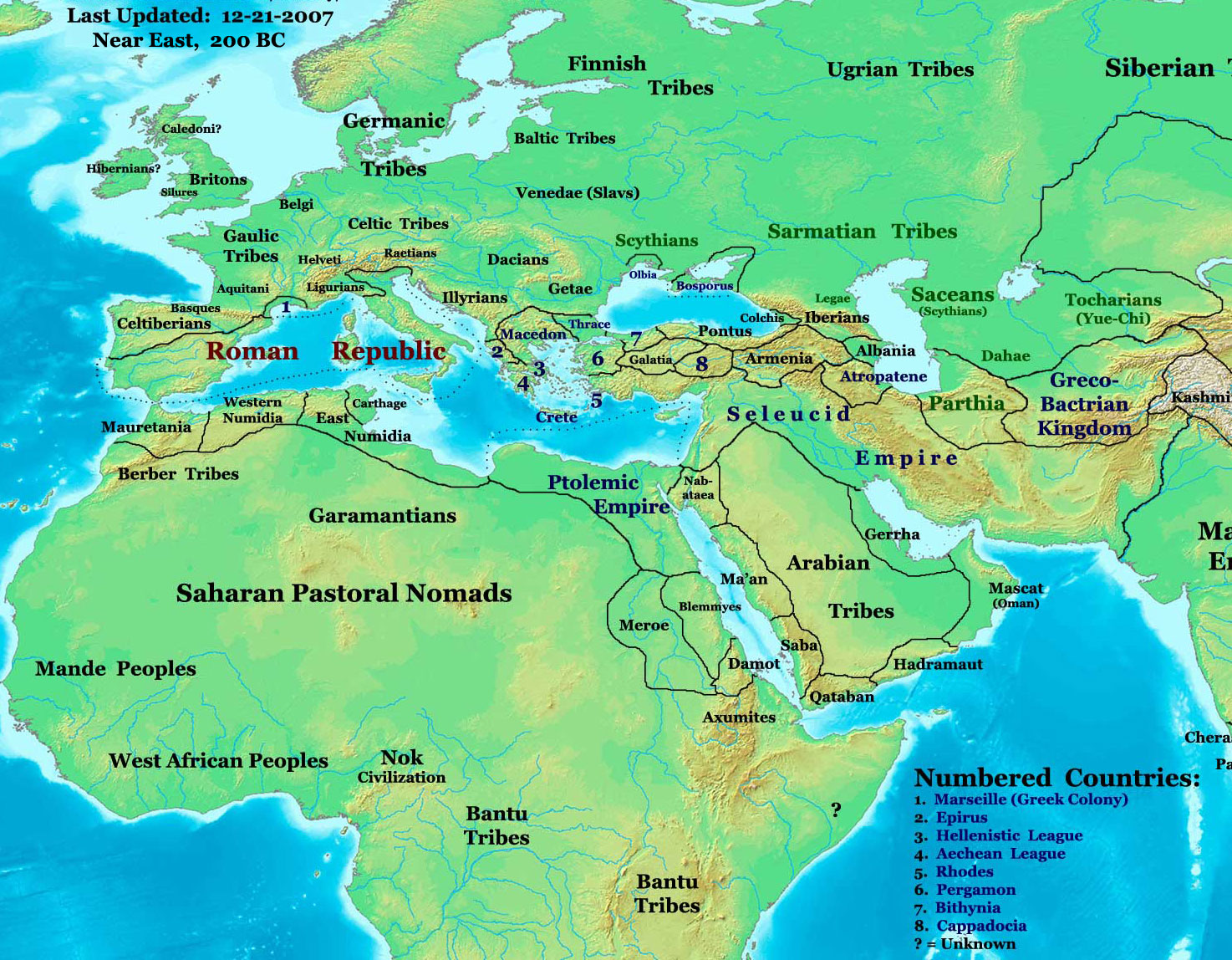 This image is a zoomed-in version of Eastern Hemisphere in 200 BC. Author: Thomas A. Lessman. Source URL: http://www.ThomasLessman.com/History/images/East-Hem_200bc.jpg. Image was created by me (Thomas Lessman) based on