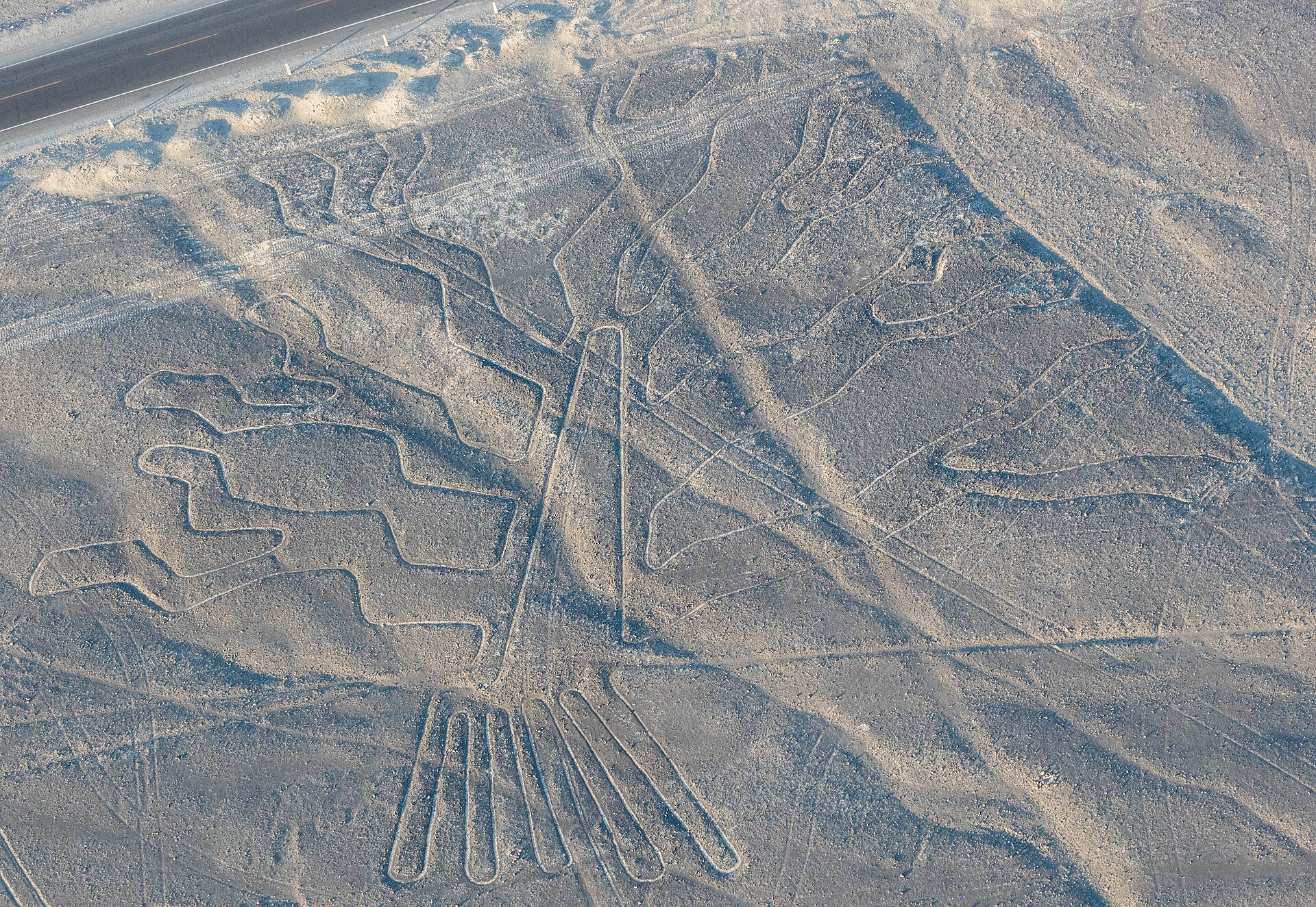 Aerial view of the "Tree", one of the geoglyphs of the Nazca Lines, which are located in the Nazca Desert, near the city of Nazca, in southern Peru. The geoglyphs of this UNESCO World Heritage Site (since 1994) are sprea