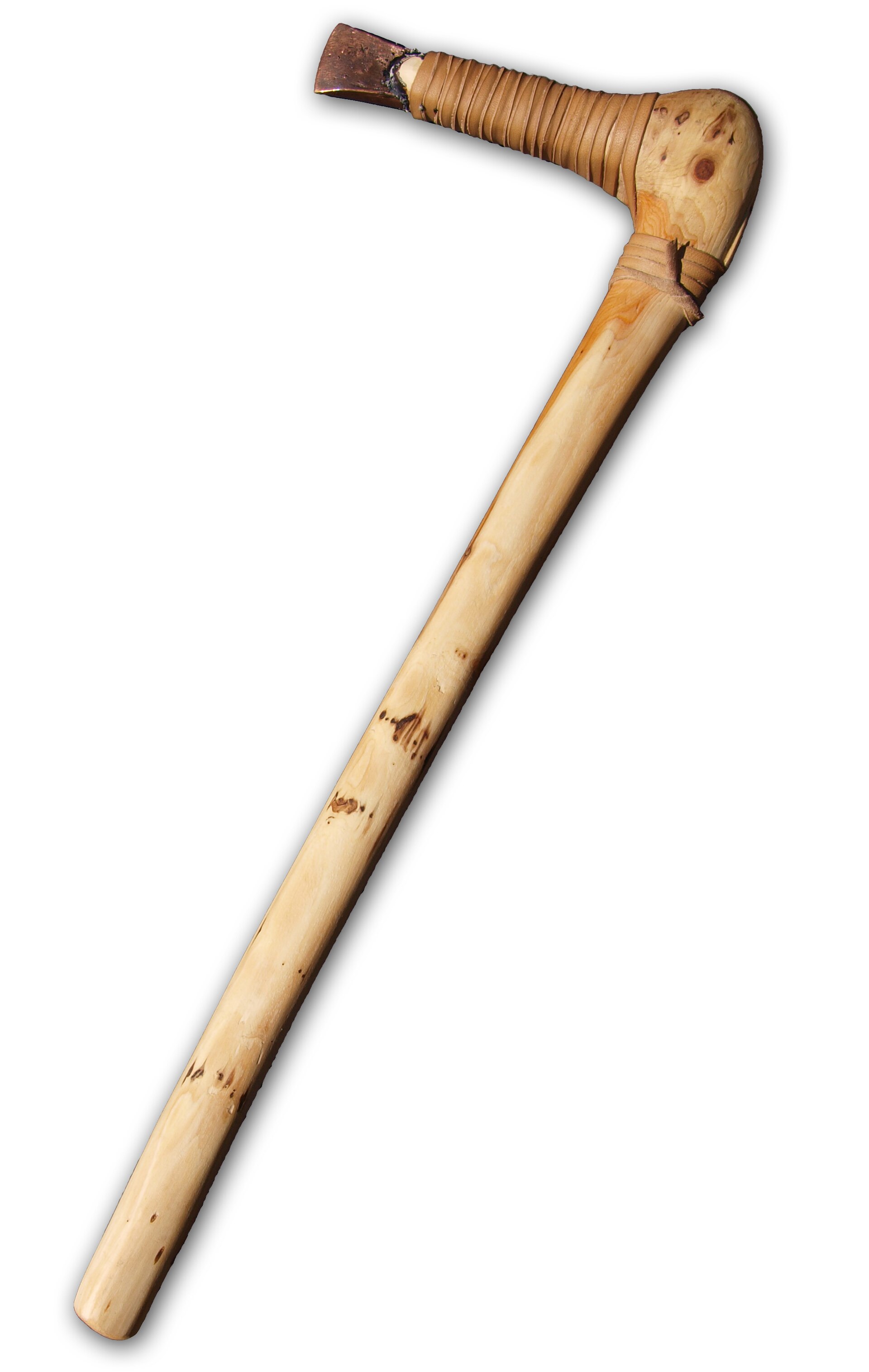 Reconstruction of the copper axe of Ötzi the Iceman. Reconstruction made by ArchäoTechnik Wulf Hein, Dorn-Assenheim, Germany.