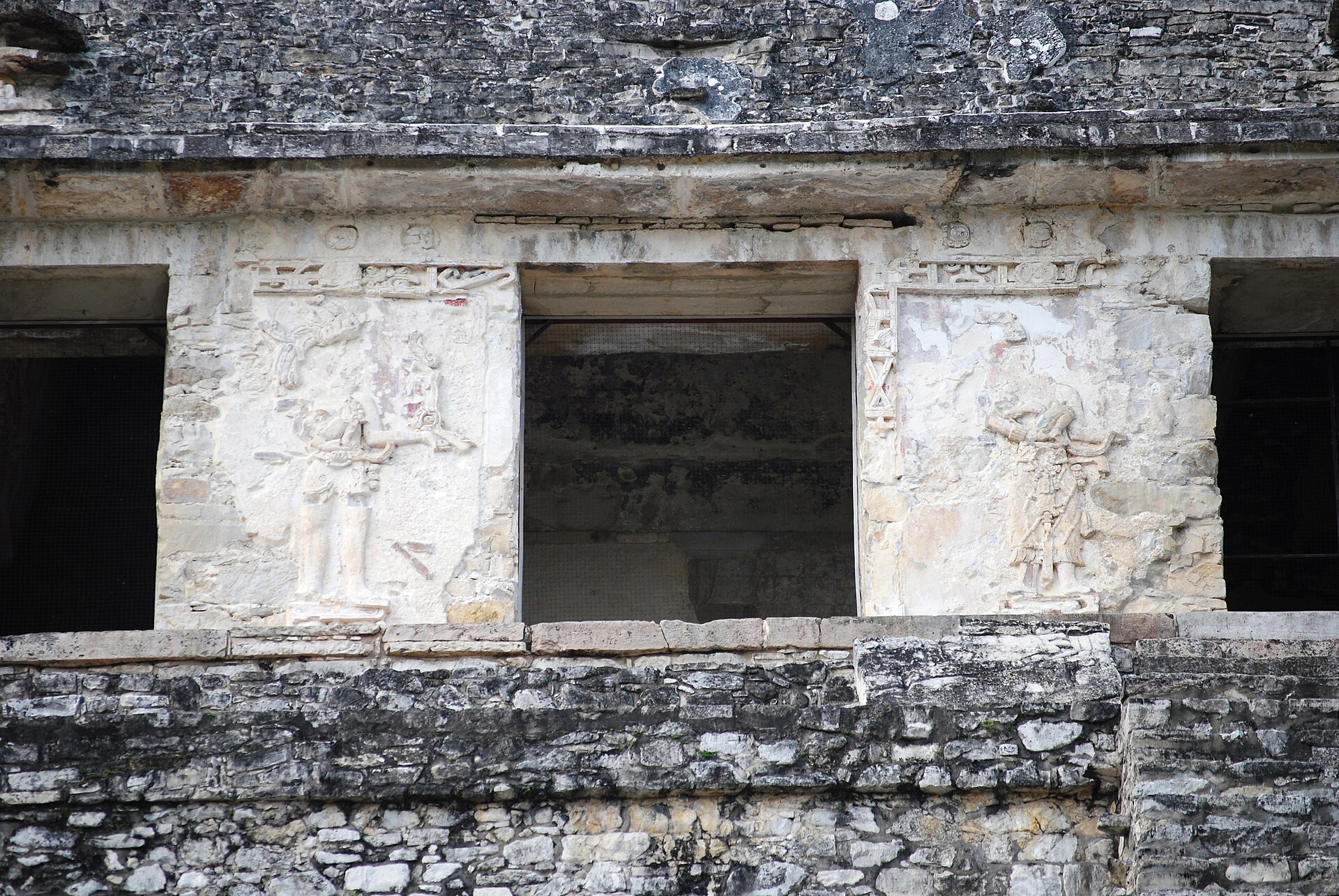Upper middle panels of the Temple of Inscriptions in Palenque, Chiapas, Mexico