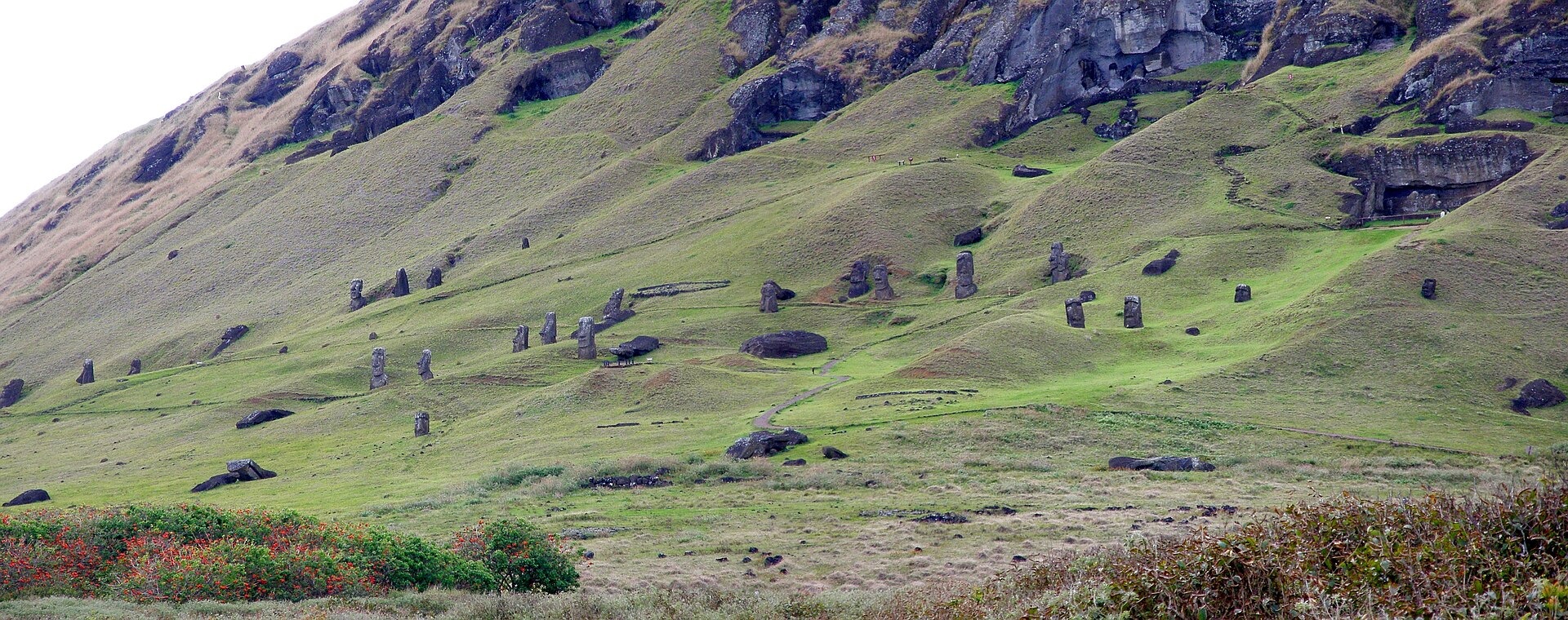 Moai quarry at Rano Raraku volcano