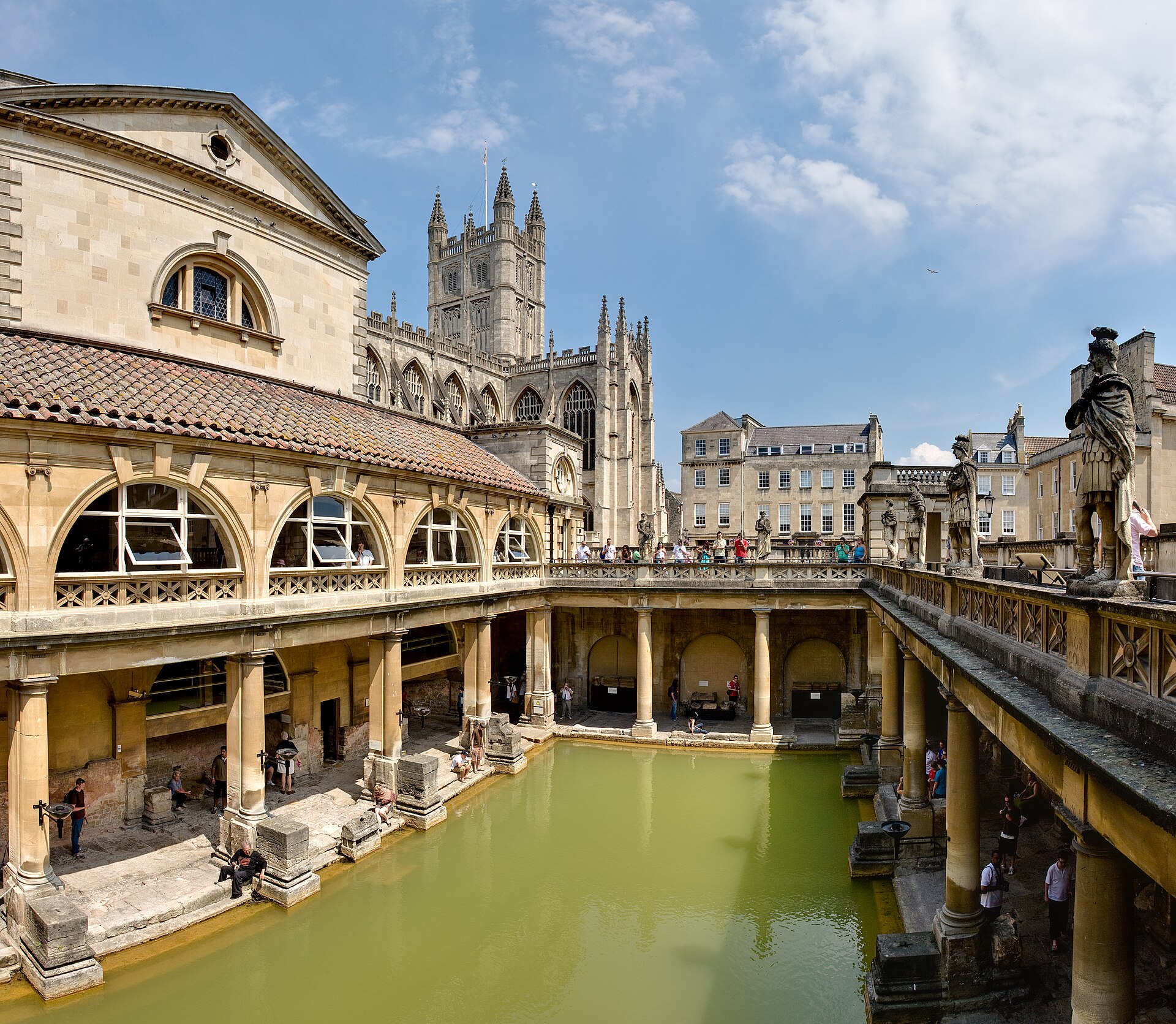 The Roman Baths (Thermae) of Bath, England. This is a 6 segment panorama taken by myself with a Canon 5D and 24-105mm f/4L IS lens.