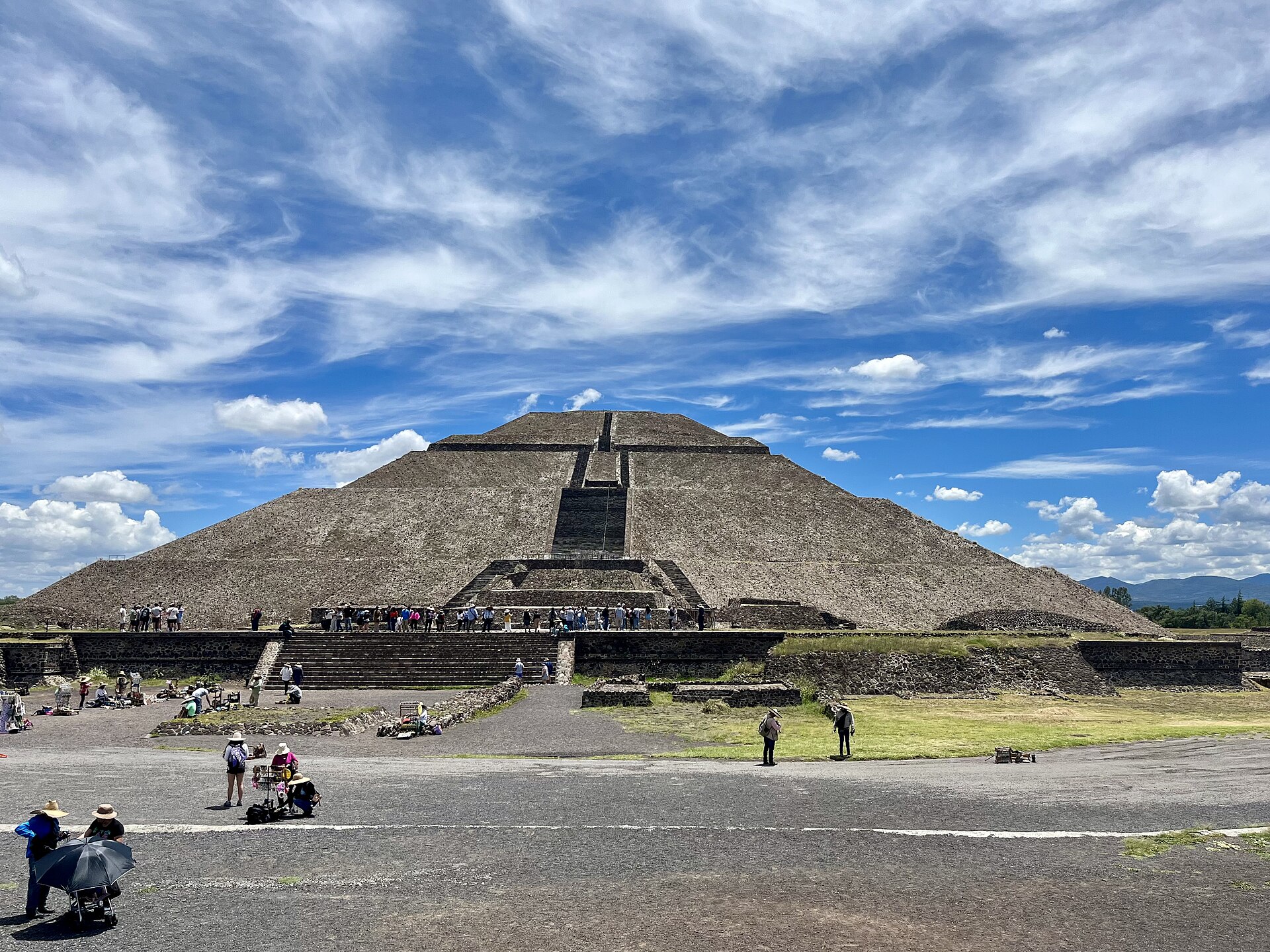 Front view of the Pyramid of the Sun in Teotihuacan