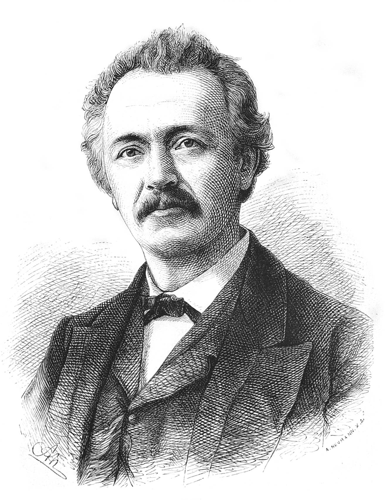 caption: "Heinrich Schliemann.Nach einer Photographie auf Holz gezeichnet von Adolf Neumann."