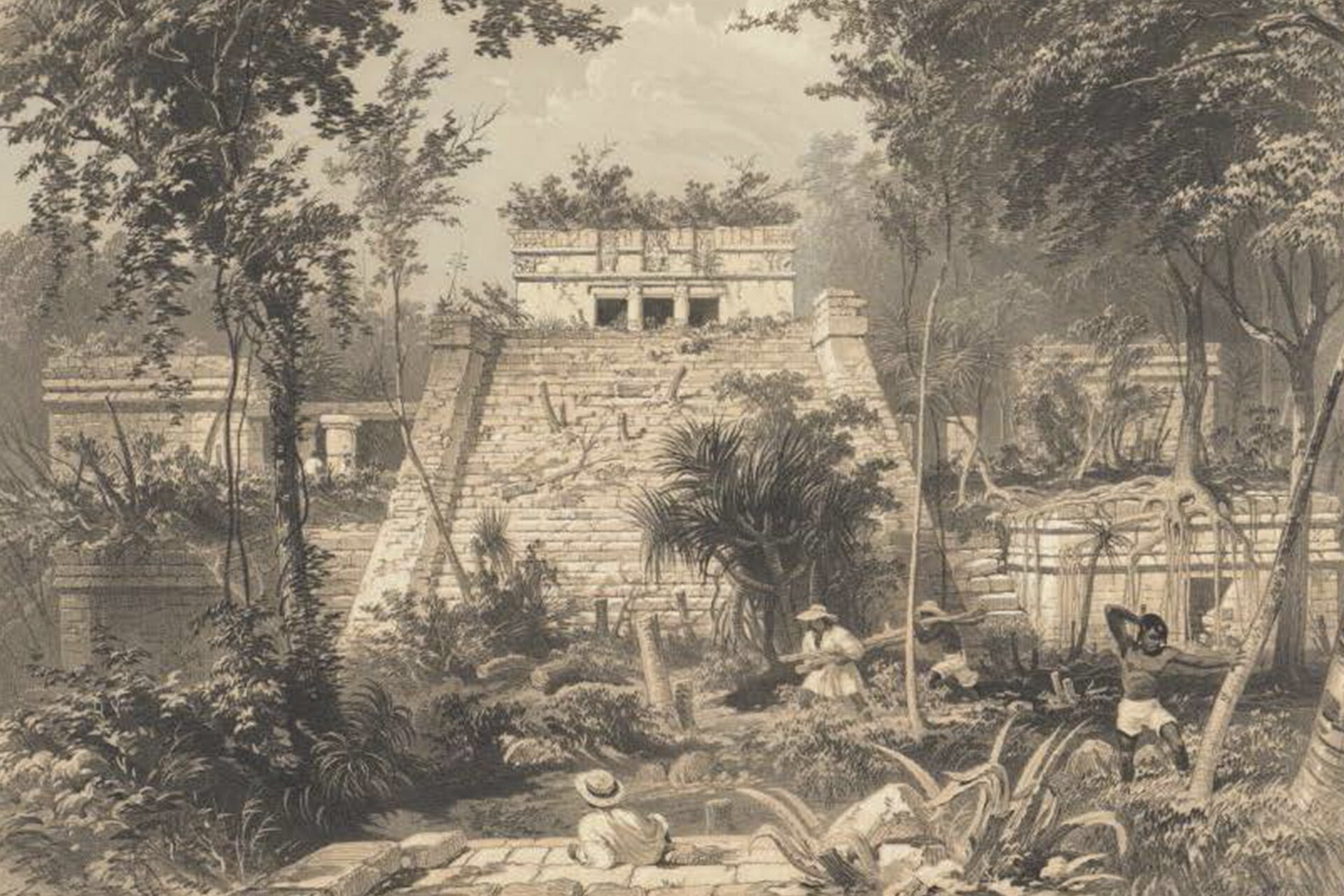 Tulum, lithograph published by Frederick Catherwood in 1844