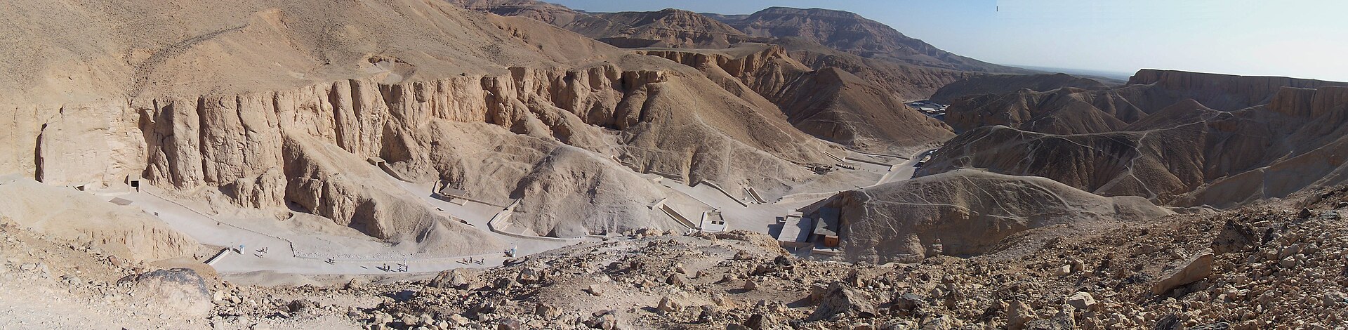 Panorama of the Valley of the Kings. Taken from the hill overlooking KV11, looking north.