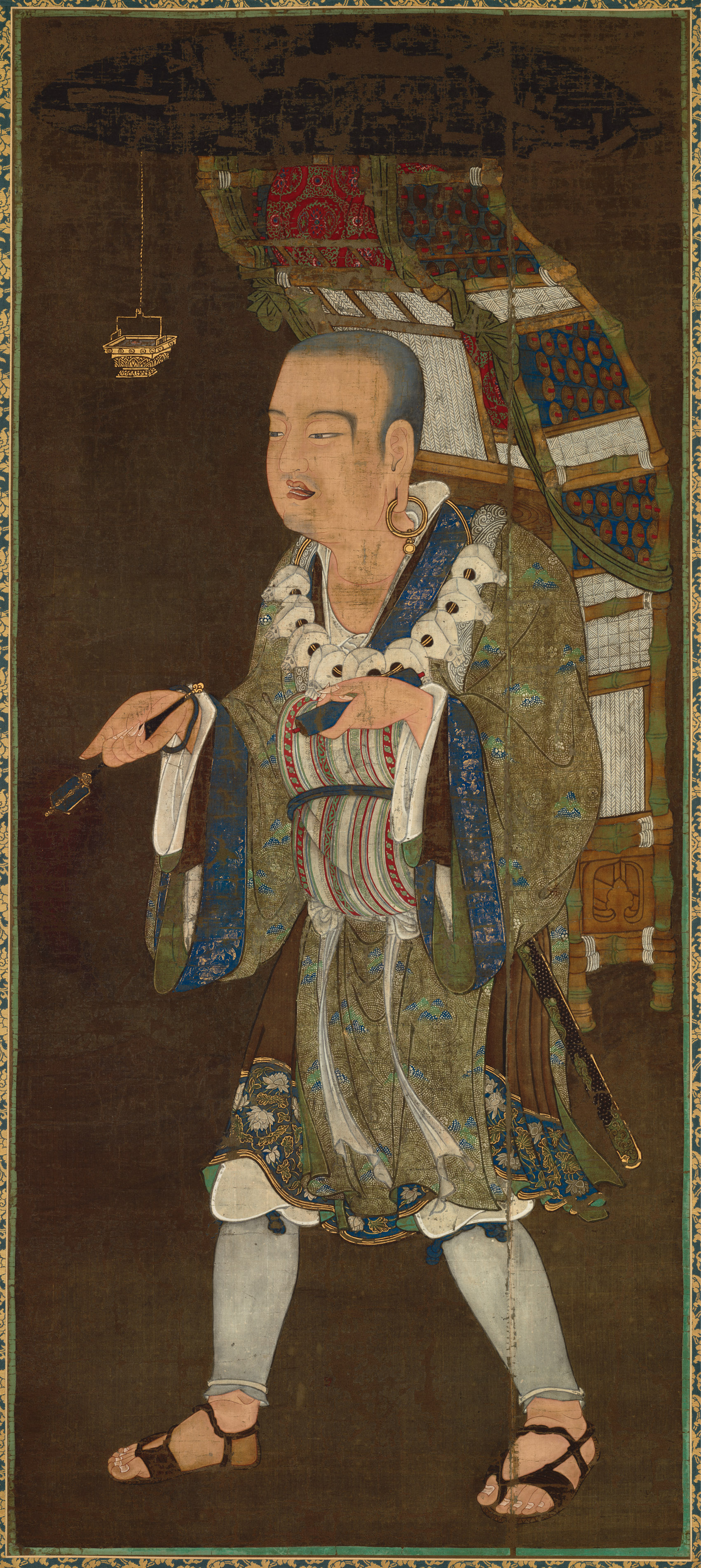 A depiction of the Chinese monk Xuanzang on his journey to India.