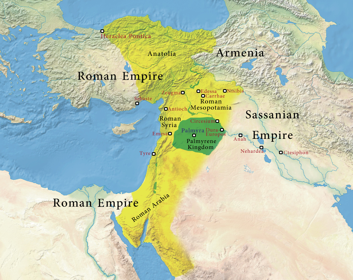 Regions under the authority of Odaenathus of Palmyra. The lands extended from the Black Sea to Palestine. Dignas, Beate; Winter, Engelbert (2007). Rome and Persia in Late Antiquity: Neighbours and Rivals. Cambridge Unive